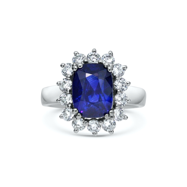 Sapphire & Diamond Claw Set Cluster Engagement Ring 4.95ct