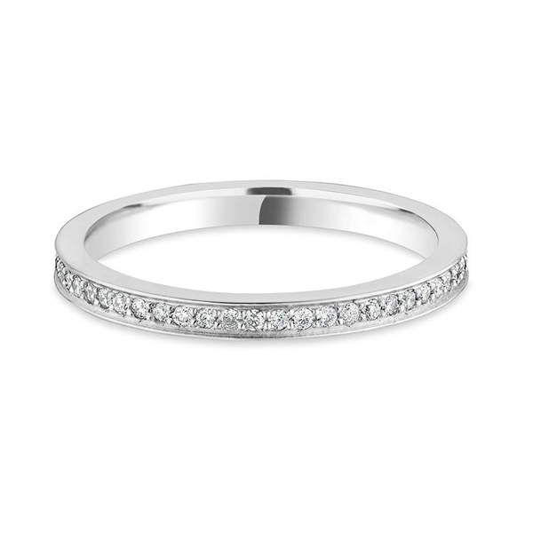 2mm Brilliant Cut Diamond Grain Set Full Platinum Wedding Ring
