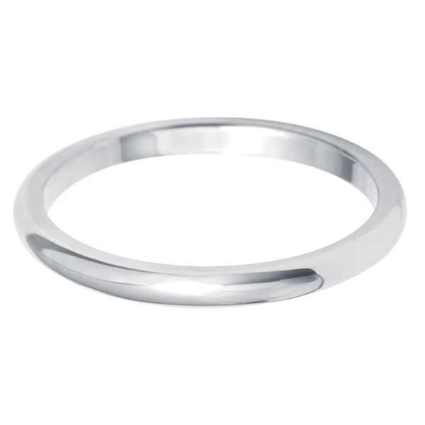 2mm Medium D Shape Wedding Ring 18ct White Gold