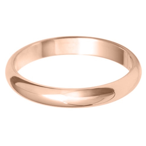 3mm Light D Shape 18ct Rose Gold Wedding Ring