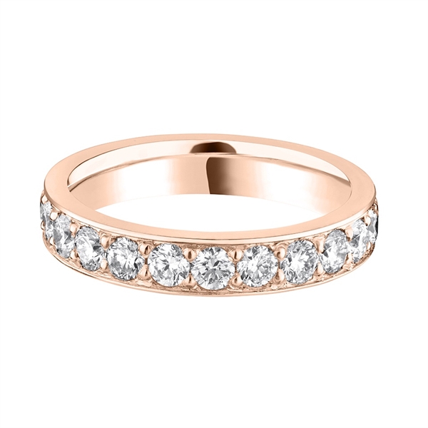 3.6mm Brilliant Cut Diamond Grain Set Full 18ct Rose Gold Wedding Ring