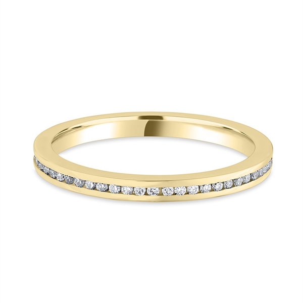 2mm Brilliant Cut Diamond Full Channel Set 18ct Yellow Gold Wedding Ring