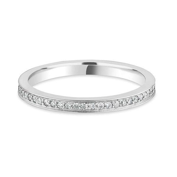 2mm Brilliant Cut Diamond Grain Set Full 18ct White Gold Wedding Ring