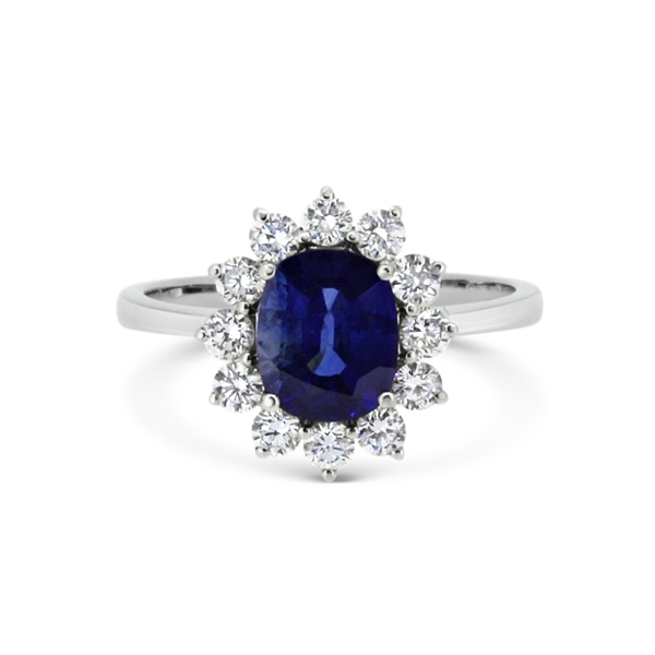 Sapphire & Diamond Cluster Engagement Ring 2.05ct