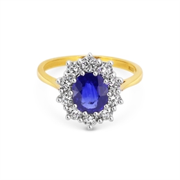 Sapphire & Diamond Oval Cluster Engagement Ring 2.60ct