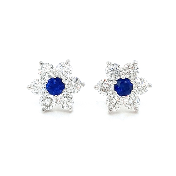 Floral Sapphire & Diamond Cluster Studs 0.40ct