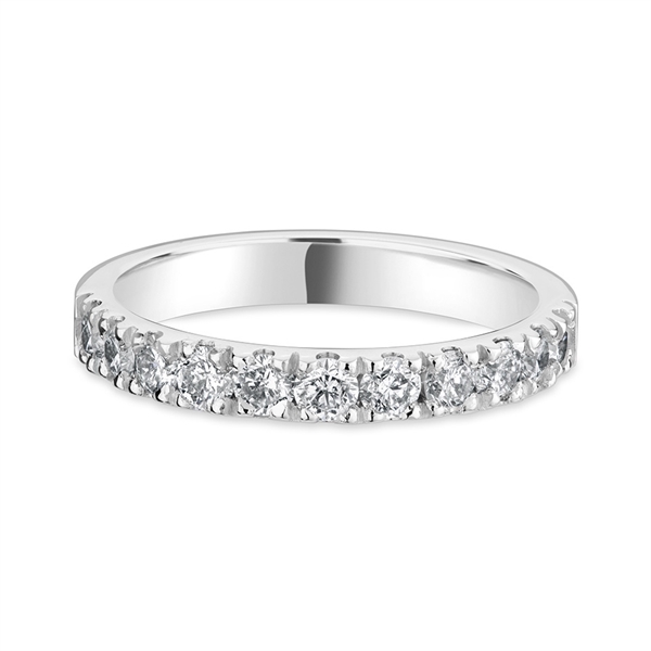 3mm Platinum Half Claw Set Brilliant Cut Diamond Wedding Ring
