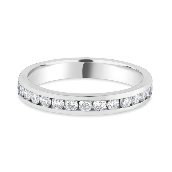 3mm Brilliant Cut Diamond Half Channel Set Wedding Ring Platinum