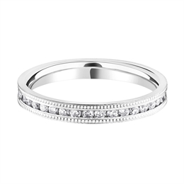 2.7mm Full Diamond Channel Set Milgrain 18ct White Gold Wedding Ring