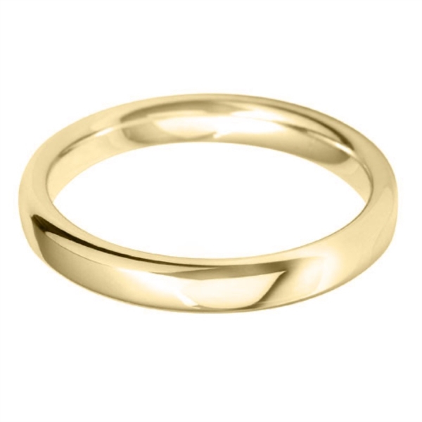 3mm Court 18ct Yellow Gold Wedding Ring Medium Weight 