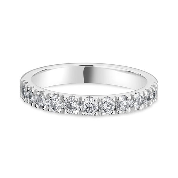 3mm Brilliant Cut Diamond 18ct White Gold Half Claw Set Wedding Ring