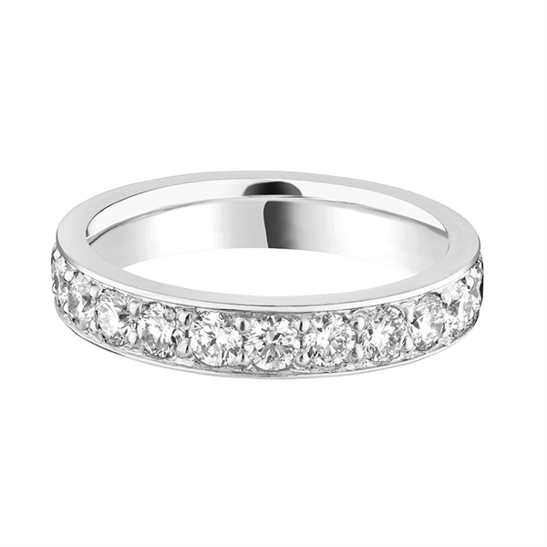 3.6mm Brilliant Cut Diamond Grain Set Full Platinum Wedding Ring