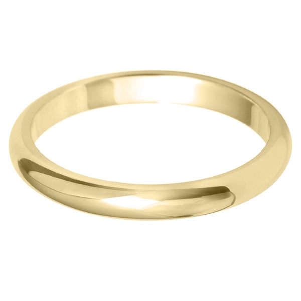 2.5mm 18ct Yellow Gold Medium D Shape Wedding Ring