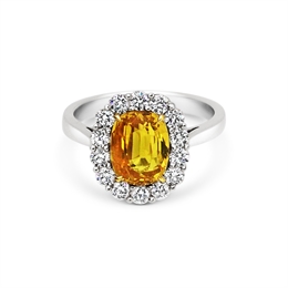 Yellow Sapphire Oval & Diamond Cluster Ring 3.30ct