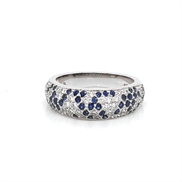 Sapphire & Diamond Mosaic Half Eternity Ring