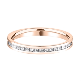 2.5mm Princess Cut Diamond Channel Set Half Wedding Ring 18ct Rose Gold