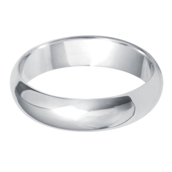 5mm 18ct White Gold D Shape Medium Wedding Ring